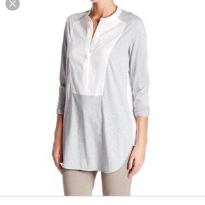 VINCE long sleeve tunic shirt grey with white